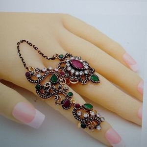TURKISH Adjustable Double Finger Chain Ring